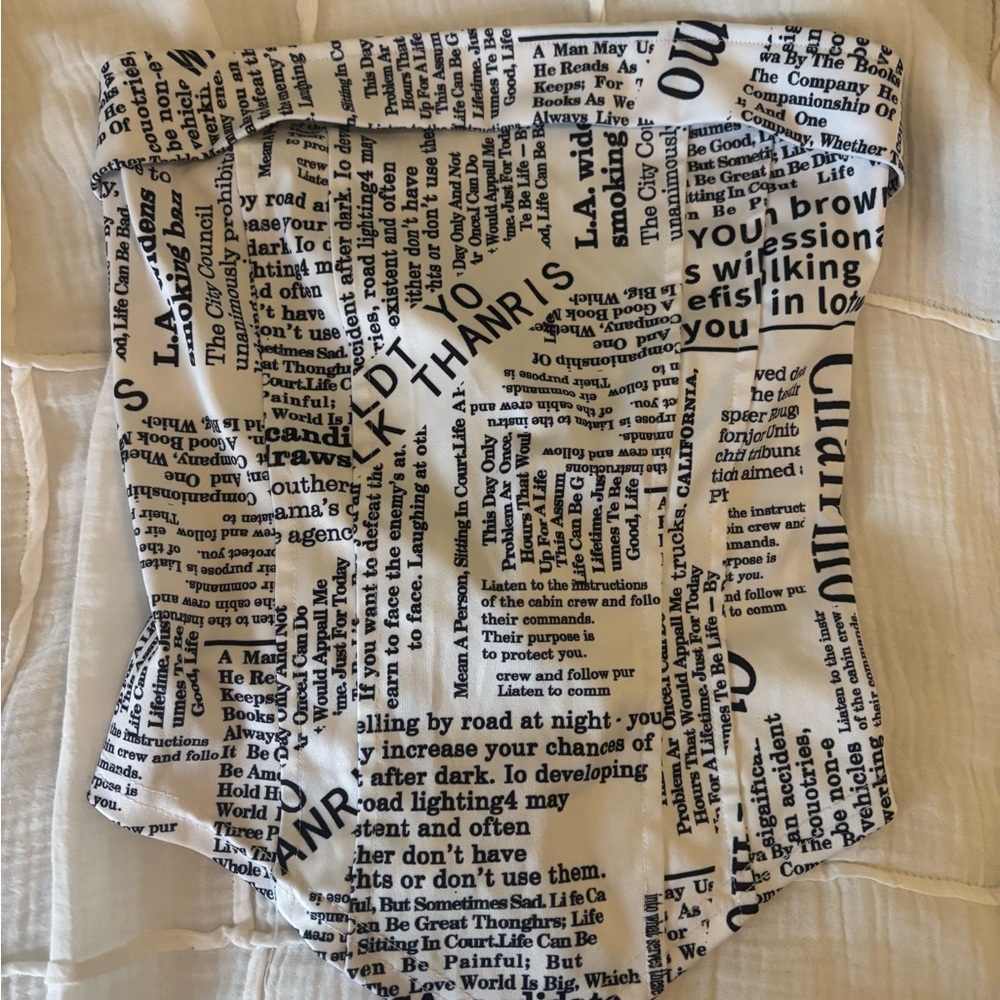 Amazon Black and White Newspaper Print Crop Top